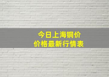 今日上海铜价价格最新行情表