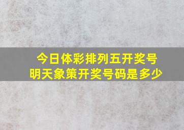 今日体彩排列五开奖号明天象策开奖号码是多少