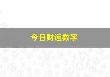 今日财运数字