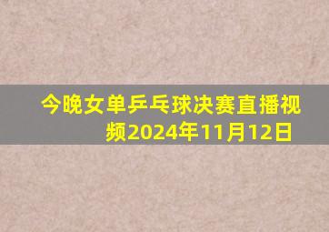 今晚女单乒乓球决赛直播视频2024年11月12日