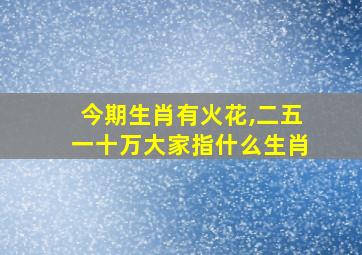 今期生肖有火花,二五一十万大家指什么生肖