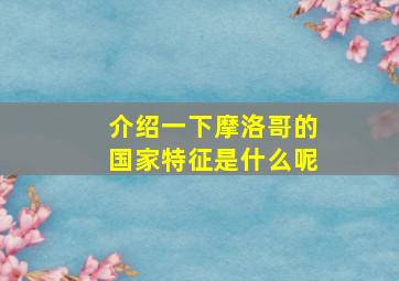 介绍一下摩洛哥的国家特征是什么呢