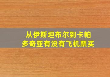 从伊斯坦布尔到卡帕多奇亚有没有飞机票买