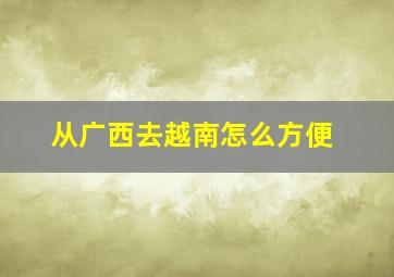 从广西去越南怎么方便