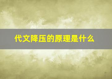 代文降压的原理是什么