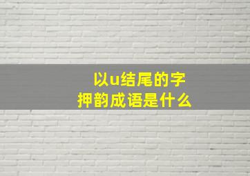 以u结尾的字押韵成语是什么