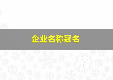 企业名称冠名