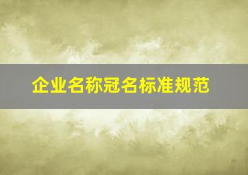 企业名称冠名标准规范