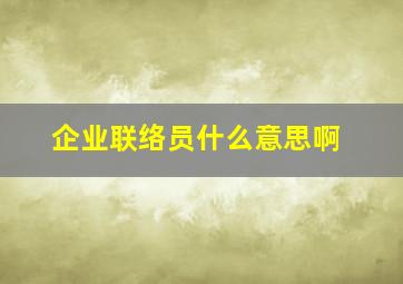 企业联络员什么意思啊