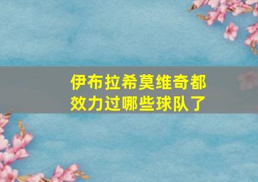 伊布拉希莫维奇都效力过哪些球队了