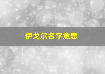 伊戈尔名字意思