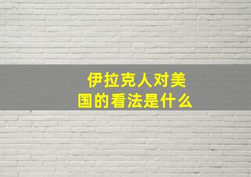 伊拉克人对美国的看法是什么