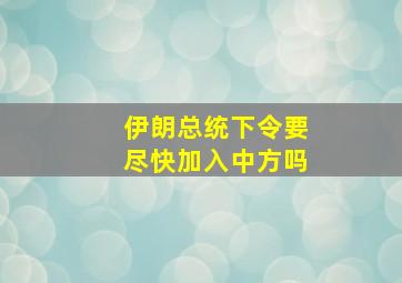 伊朗总统下令要尽快加入中方吗