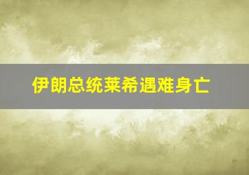 伊朗总统莱希遇难身亡