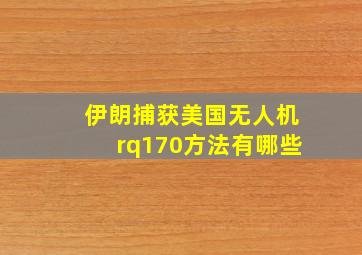 伊朗捕获美国无人机rq170方法有哪些