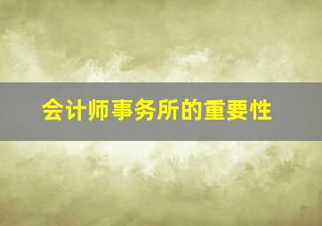 会计师事务所的重要性