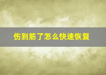 伤到筋了怎么快速恢复