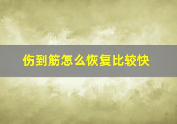 伤到筋怎么恢复比较快