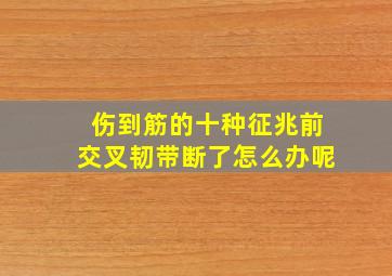 伤到筋的十种征兆前交叉韧带断了怎么办呢