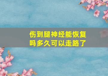 伤到腿神经能恢复吗多久可以走路了