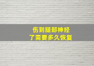 伤到腿部神经了需要多久恢复