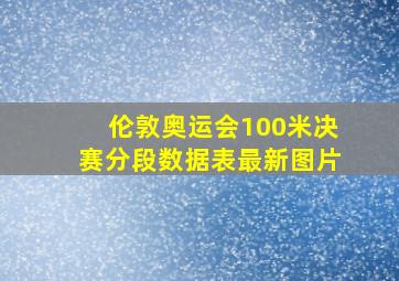 伦敦奥运会100米决赛分段数据表最新图片