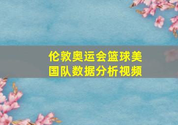 伦敦奥运会篮球美国队数据分析视频