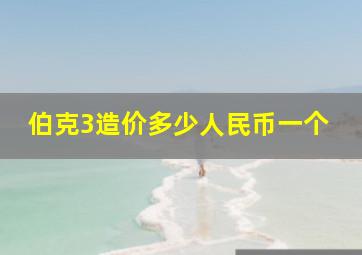 伯克3造价多少人民币一个