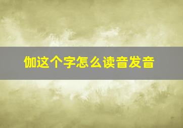 伽这个字怎么读音发音