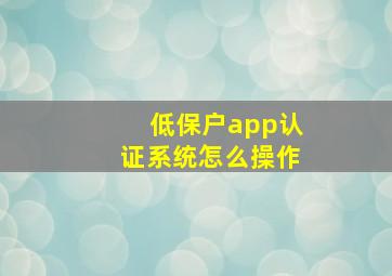 低保户app认证系统怎么操作