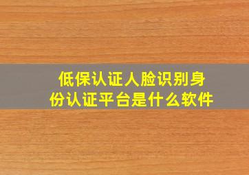 低保认证人脸识别身份认证平台是什么软件