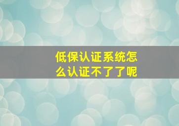 低保认证系统怎么认证不了了呢