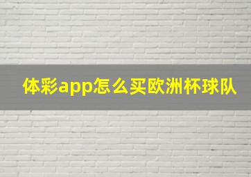 体彩app怎么买欧洲杯球队