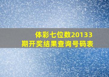 体彩七位数20133期开奖结果查询号码表