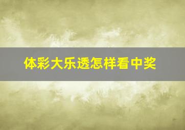 体彩大乐透怎样看中奖