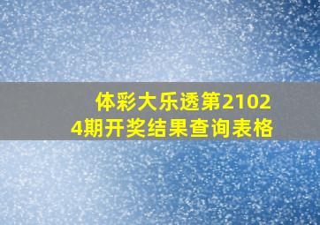 体彩大乐透第21024期开奖结果查询表格