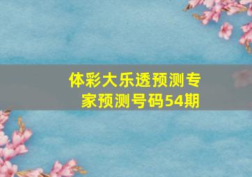 体彩大乐透预测专家预测号码54期