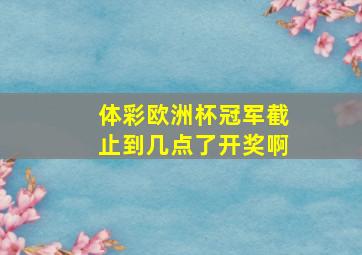 体彩欧洲杯冠军截止到几点了开奖啊