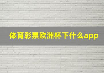 体育彩票欧洲杯下什么app