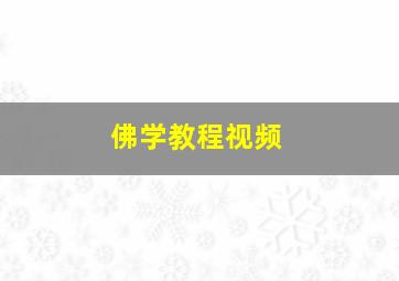 佛学教程视频