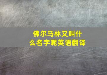 佛尔马林又叫什么名字呢英语翻译