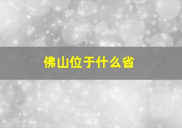 佛山位于什么省