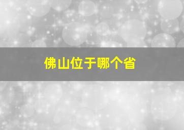 佛山位于哪个省