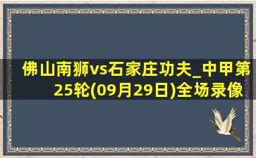 佛山南狮vs石家庄功夫_中甲第25轮(09月29日)全场录像