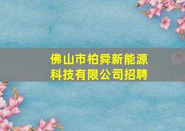 佛山市柏舜新能源科技有限公司招聘