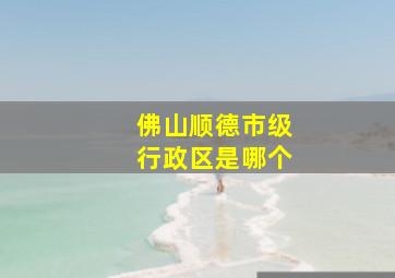 佛山顺德市级行政区是哪个