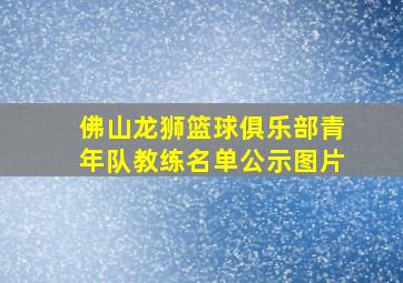 佛山龙狮篮球俱乐部青年队教练名单公示图片