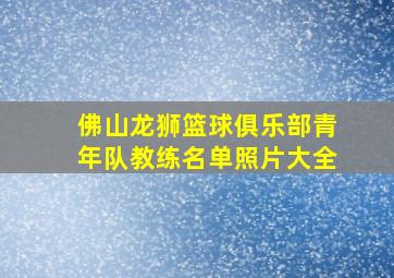 佛山龙狮篮球俱乐部青年队教练名单照片大全