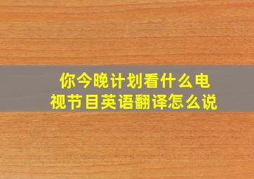 你今晚计划看什么电视节目英语翻译怎么说