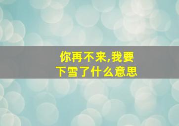 你再不来,我要下雪了什么意思